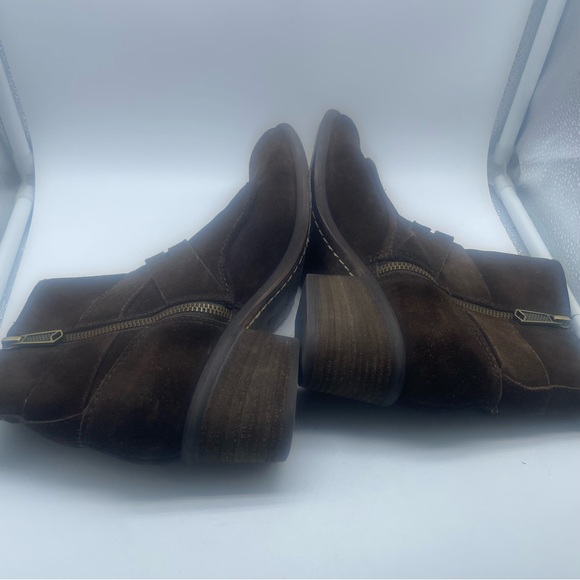 Donald J Pliner Diem Brown Suede Distressed Ankle Biker Boot Women’s Sz 7 - Picture 5 of 10